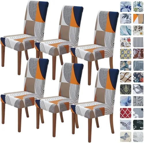 Vista 23 de SPRINGRICO Juego de 4 fundas para sillas de comedor, fundas elásticas para sillas de comedor, de elastano lavables, fundas para sillas Parsons