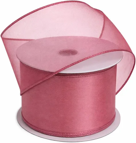 Vista 44 de Homeford Cinta de gasa transparente con borde con alambre, 25 yardas (1-1/2 pulgadas, belleza)