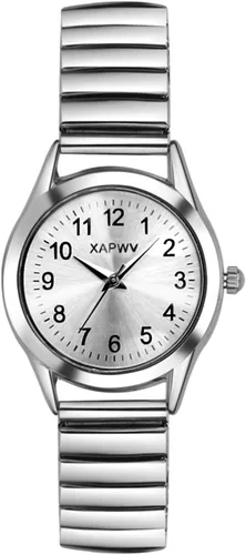 Vista 17 de JewelryWe Reloj de lectura fácil ultrafino para mujer con correa elástica de tono dorado/plateado