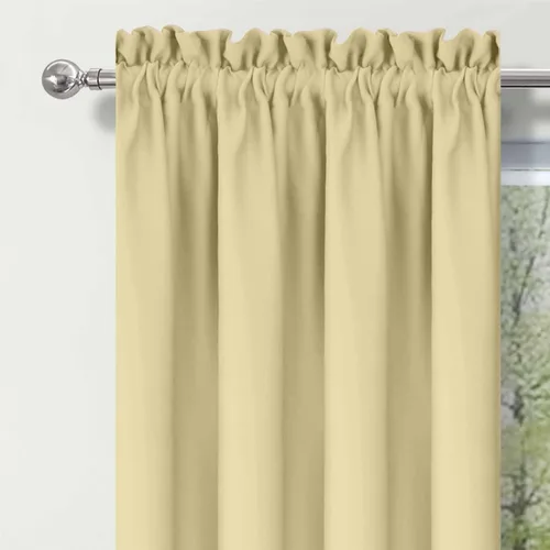 Vista 6 de Cenefa Extra Ancha Beige de 104 Pulgadas para Ventanas, Cenefa Opaca Pequeña de Media Ventana para Sala de Estar, Dormitorio, Estilo Granja, Cenefa