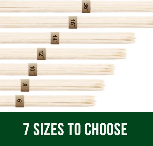 Vista 3 de Garsum Brochetas de bambú natural para barbacoa, pinchos de madera para frutas variadas, kebabs, parrilla, recursos naturales altamente renovables