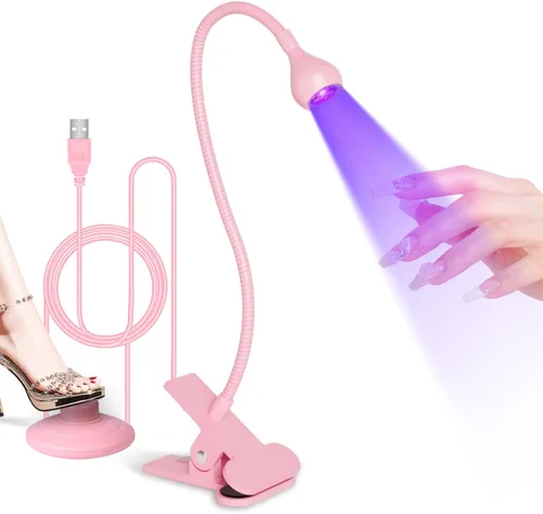 Vista 10 de AORAEM UV Nail Lamp, UV Light for Gel Nails, LED Flash Cure Light Lámpara UV de cuello de cisne con pedal, mini secador de uñas con abrazadera