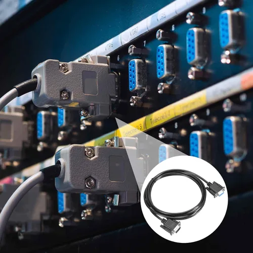 Vista 5 de MECCANIXITY Cable serie DB9 RS232 de 6.6 pies macho a hembra, cable de extensión cruzado 2-3 para comunicación de datos, color negro