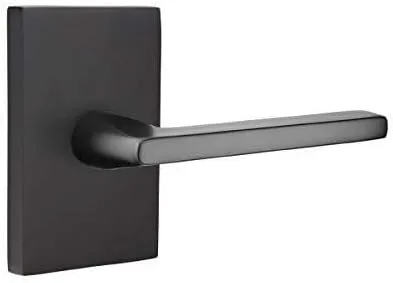 Vista 4 de Emtek Juego de privacidad, roseta rectangular moderna, palanca Helios, negro plano, RH