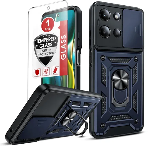 Vista 13 de LeYi Funda para Moto G Stylus 5G 2022: [No compatible con la versión 4G] Funda para Moto G Stylus 2022 con protector de pantalla de vidrio templado