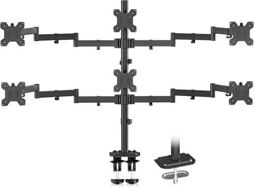 Vista 15 de Suptek Soporte de escritorio triple para monitor LED LCD, soporte resistente totalmente ajustable para 3 / tres pantallas de hasta 27 pulgadas