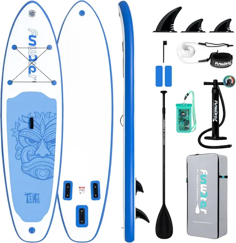 Vista 14 de FunWater Inflatable Stand Up Paddle Board with Beginners SUP Accessories 10'6'' SUP,Anti-Slip EVA Deck,Versatile Yoga/Big Fin Inflatable Paddle