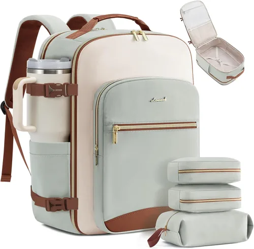 Vista 19 de LOVEVOOK Mochila de viaje grande para mujeres y hombres, mochila de transporte de 40 litros para aviones, bolsa de viaje para artículos personales
