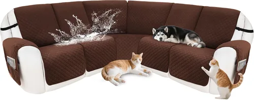 Vista 50 de Fundas para sofá modular reclinable, de terciopelo en forma de L, funda de consola central para perros y mascotas, lavable antideslizante, 1 funda