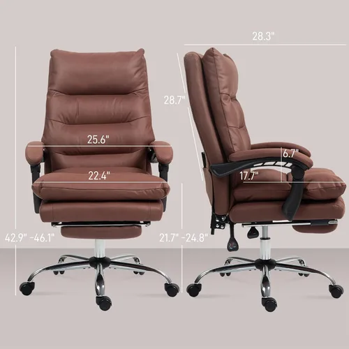 Vista 3 de Vinsetto - Silla de oficina de masaje ejecutivo de microfibra, silla de escritorio para computadora, silla reclinable climatizada con reposapiés