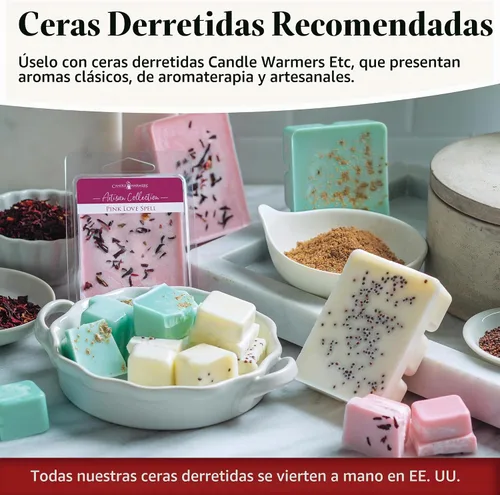 Vista 6 de Candle Warmers Etc. Calentador de Fragancias (Suculenta) Calienta Ceras Perfumadas Derretidas, Cubos y Tartas
