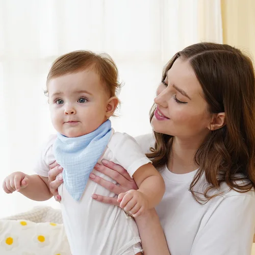 Vista 2 de Baberos de muselina para bebé, baberos de bandana para babeo para bebés niñas y niños, recién nacidos, niños pequeños, babeo y dentición