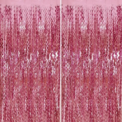 Vista 11 de Telón de fondo negro para decoraciones de fiesta, cortina de flecos de papel de aluminio ondulado, telón de fondo de fotos, cortina de oropel