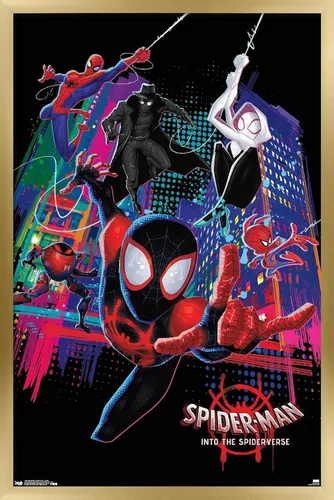 Vista 18 de Trends International Marvel Spider-Man - Póster de pared con texto en inglés "Into The Spider-Verse", 14.725 x 22.375 pulgadas, versión enmarcada
