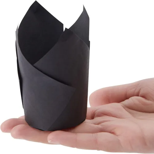 Vista 7 de Juvale Revestimientos para cupcakes – 2 x 3.5 pulgadas, negro, paquete de 100 – Revestimientos de tulipanes para cupcakes para hornear y fiestas