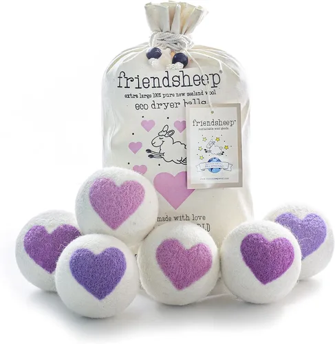 Vista 9 de Friendsheep Bolas secadoras de lana, alternativa orgánica reutilizable para suavizantes de telas para lavandería, hechas a mano, comercio justo