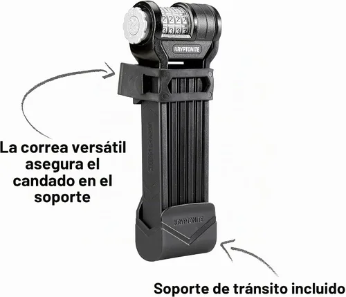 Vista 4 de Kryptonite Keeper 585 - Cerradura plegable para bicicleta, compacta de alta seguridad, antirrobo, plegable, con combinación reiniciable de 4 dígitos