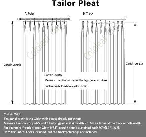 Vista 6 de cololeaf Cortinas hechas a medida, mezclas de lino, cortinas opacas plisadas con ganchos para sala de estar, dormitorio, hotel, granja, 1 panel