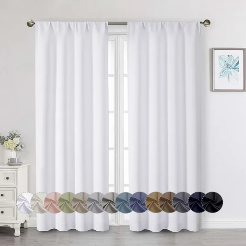 Vista 213 de Cortinas opacas para dormitorio, sala de estar, juego de 2 paneles de 54 pulgadas de largo, cortinas de oscurecimiento de habitación con aislamiento