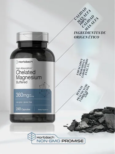 Vista 6 de Horbäach Magnesio Quelatado 360mg 240 Cápsulas
