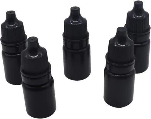 Vista 12 de Snadulor - 60 botellas negras a prueba de luz, sub-botella de 0.3 fl oz de gotas para los ojos, botella de gota para los ojos (tapa azul)