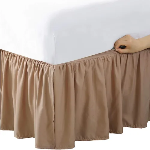 Vista 9 de Faldón cubrecama Magic Skirt, con fruncido, nunca levantes tu colchón, con caída de 14 pulgadas, Poliéster & Mezcla de poliéster, Ivory, gemelo