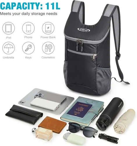 Vista 7 de G4Free, mochila pequeña y plegable, liviana y casual, para ir de camping o para exteriores, para adultos y niños (11 L)