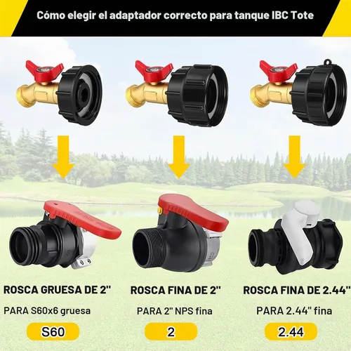Vista 3 de Adaptador de asas Ibc, válvula doble roja, 1/2 '' macho Npt a 3/4 '' Ght Válvula Ibc para tanque de agua de 275-330 galones, válvula de grifo