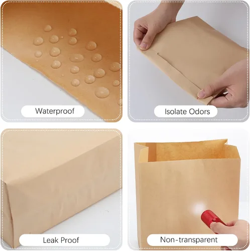 Vista 3 de Tenceur 500 bolsas de eliminación de servilletas sanitarias enceradas de 7.5 x 10 x 3.5 pulgadas, bolsas de papel kraft para higiene femenina