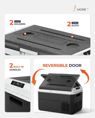 Vista 7 de EKOJUCE Refrigerador de 12 voltios, enfriador eléctrico de 43 cuartos, refrigerador para automóvil 12V/24V DC 100~240V AC, congelador portátil