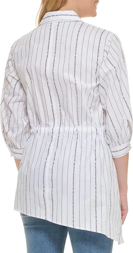 Vista 4 de Karl Lagerfeld Paris Women's Everyday Waist Tie Blouse Long Sleeve