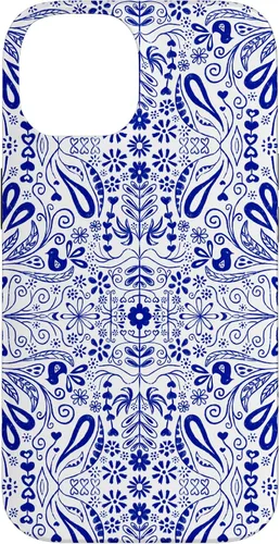 Vista 4 de Folk Art Pattern Blue Chinoiserie Birds Flowers Scandinavian Case for iPhone 17
