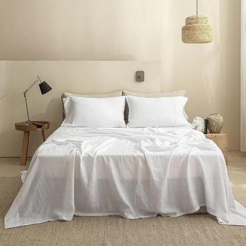 Vista 20 de Simple&Opulence Juego de sábanas de 100 % lino tamaño Twin, 3 piezas de lino francés natural, juego de ropa de cama transpirable, suave y duradero
