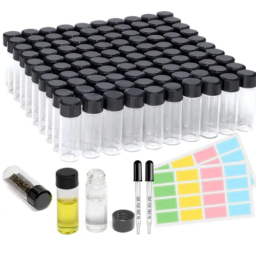 Vista 19 de Paquete de 20 Frascos de Vidrio Transparente de 0.135 fl oz con Tapas de Rosca, Frascos Pequeños para Líquidos para Aceite Esencial