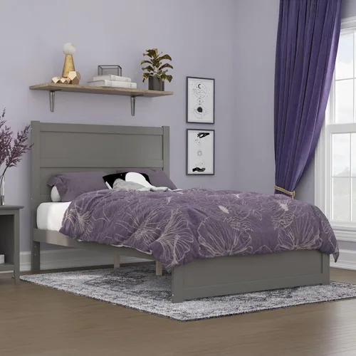 Vista 10 de AFI NoHo - Cama de plataforma de tamaño individual con estribo y estación de carga en color gris