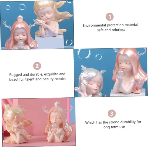 Vista 3 de Adorno de niña del océano para niñas, adorno de escritorio de resina, modelo de niña del océano, juguete de resina, decoración de escritorio
