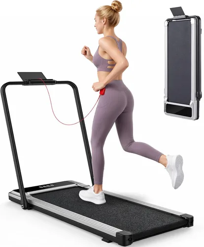 Vista 9 de 3-in-1 Walking Pad Under Desk Treadmill for Home Office Portable Negro oscuro