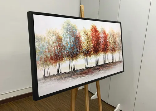 Vista 2 de Tiancheng Arte, 24x48 pulgadas Pintura abstracta moderna al óleo pinturas a mano árbol 3D pintado a mano sobre lienzo marco acrílico arte de pared