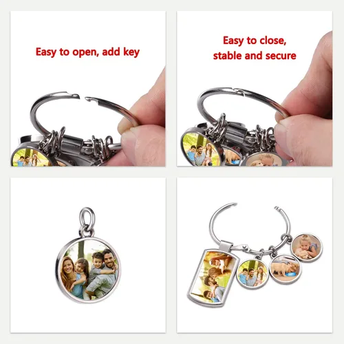 Vista 7 de YESTIME Llavero personalizado con imagen - Llavero de foto personalizado llavero personalizado personalizado regalo conmemorativo para parejas