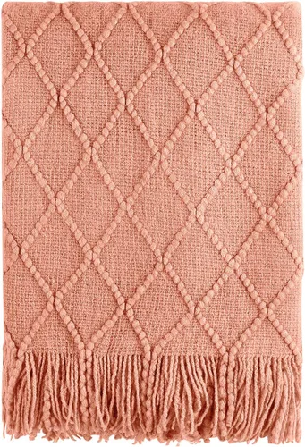 Vista 48 de Bourina Manta de punto decorativa con textura, unicolor y suave, para sofá, 50 x 60 pulgadas, almendra Knitted Throw Blanket 50x60 Inches, Soft
