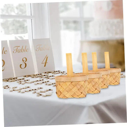 Vista 3 de Zerodeko Cesta de madera estilo 4pcs Little Baskets para almacenamiento de arreglos florales