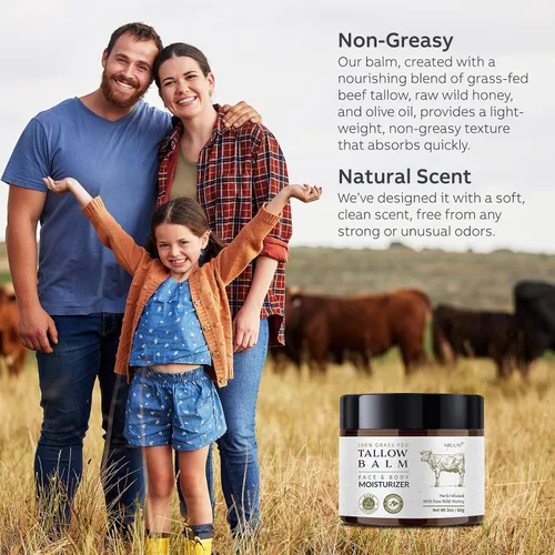 Vista 5 de Sarga de ternera para la piel, sebo de res y bálsamo de miel, hidratante facial de sebo nutre e hidrata la piel, bálsamo alimentado con pasto