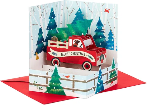 Vista 7 de Hallmark Paper Wonder - Tarjeta de Navidad desplegable (tren de Navidad)
