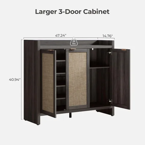 Vista 2 de SICOTAS Zapatero de almacenamiento de 30 pares, gabinete de ratán para entrada, gabinete grande de 6 niveles de 41" de altura, gabinete