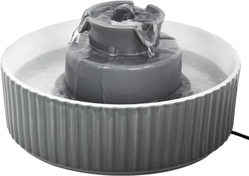 Vista 12 de Fuente de agua de cerámica para gatos, fuente de agua para mascotas con 3 filtros de carbono y 2 bombas de agua, dispensador automático de agua