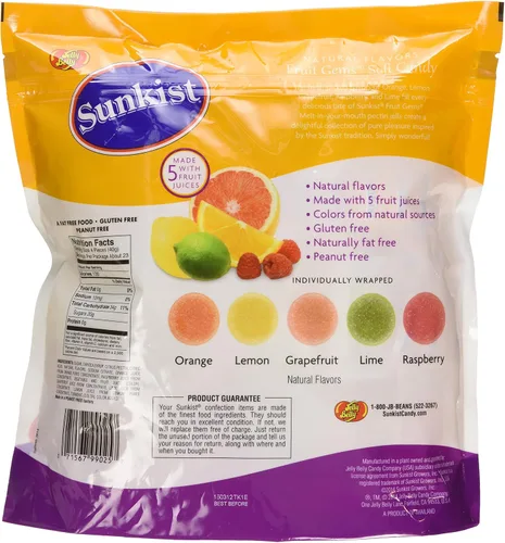 Vista 3 de Sunkist Fruit Gems - Caramelos suaves, sabores naturales surtidos, 2 libras