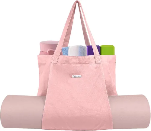Vista 7 de Bolsas de yoga Cwokarb para mujeres con bolsas para esteras de yoga, tote de lona para pilates, bandolera para el hombro, para viajes, oficina