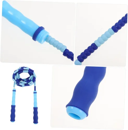Vista 3 de Kids Beaded Jump Rope for Exercise, Adjustable Speed Rope Blue