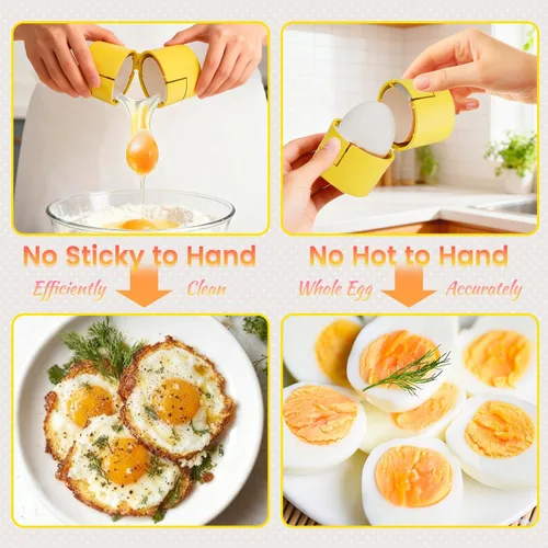 Vista 6 de Innovador abridor de cáscaras de huevo 2 en 1, galleta peladora de huevos duros con perforador, lindo separador de huevos para huevos crudos