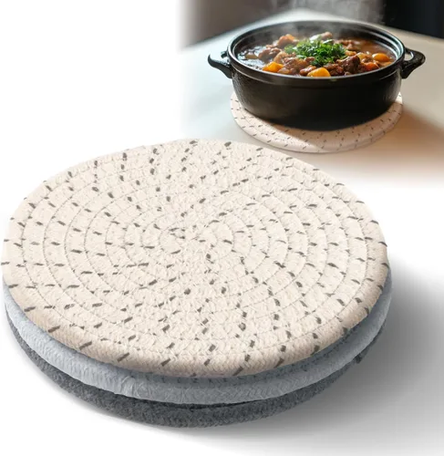 Vista 5 de MAQIHAN 3 salvamanteles tejidos para platos calientes, almohadillas para ollas calientes para mesa, juego de salvamanteles grandes, juego